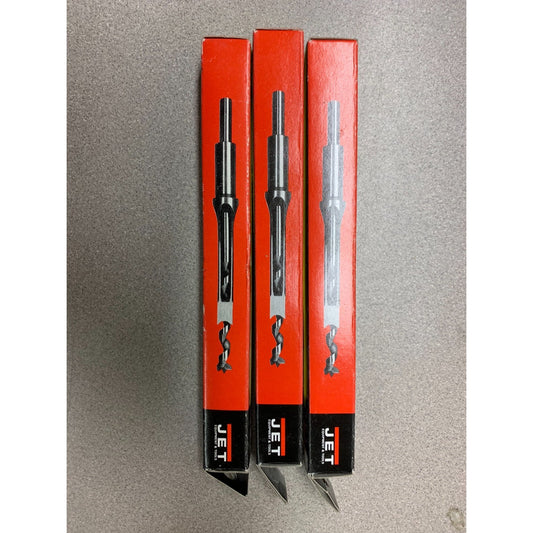 3 JET Mortising Bit and Chisel - Includes 1/4", 3/8", and 1/2" Bits
 side of box showing image of bits