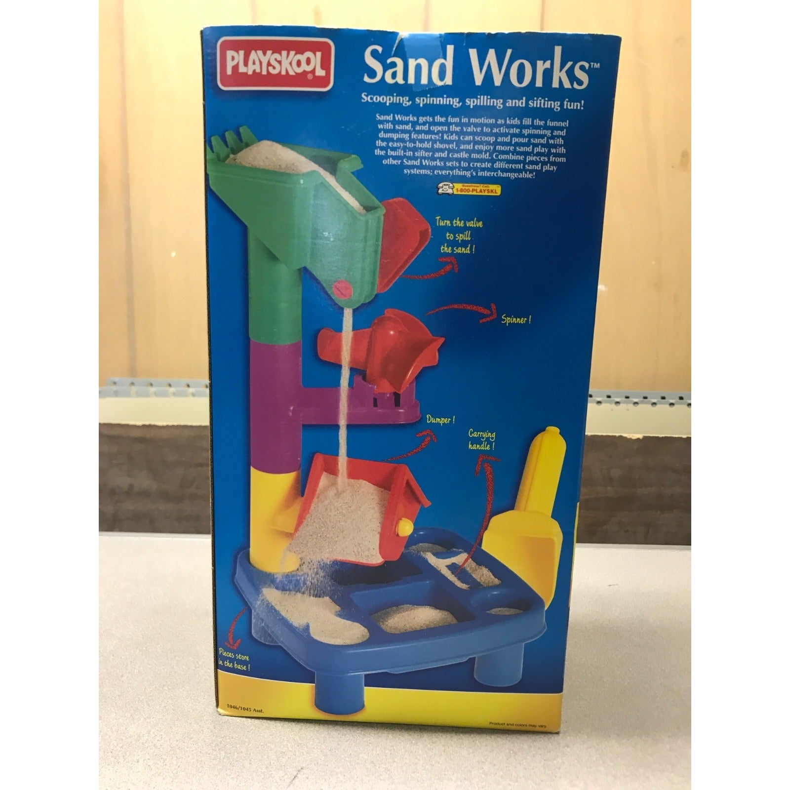 Vintage Playskool Sand Works Toy Set back of box picture of item in use additional details