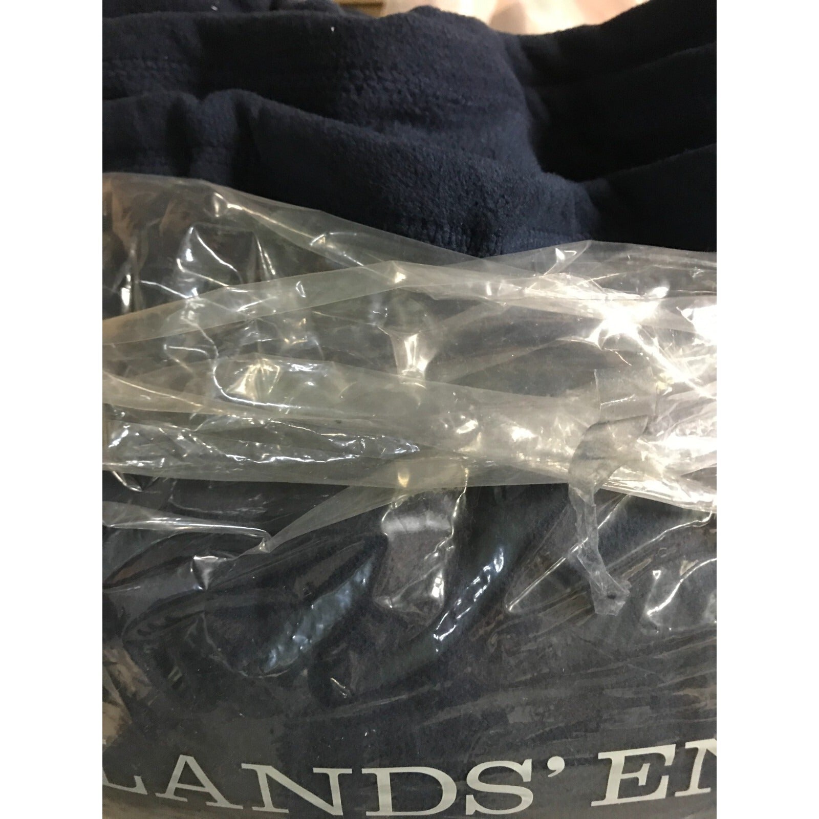 Lands End Home Full/Queen Classic Navy Fleece Blanket package sealed