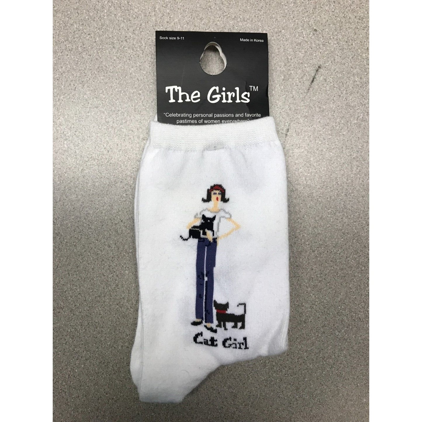 The Girls Cat Girl White Socks - Size 9-11 Women's