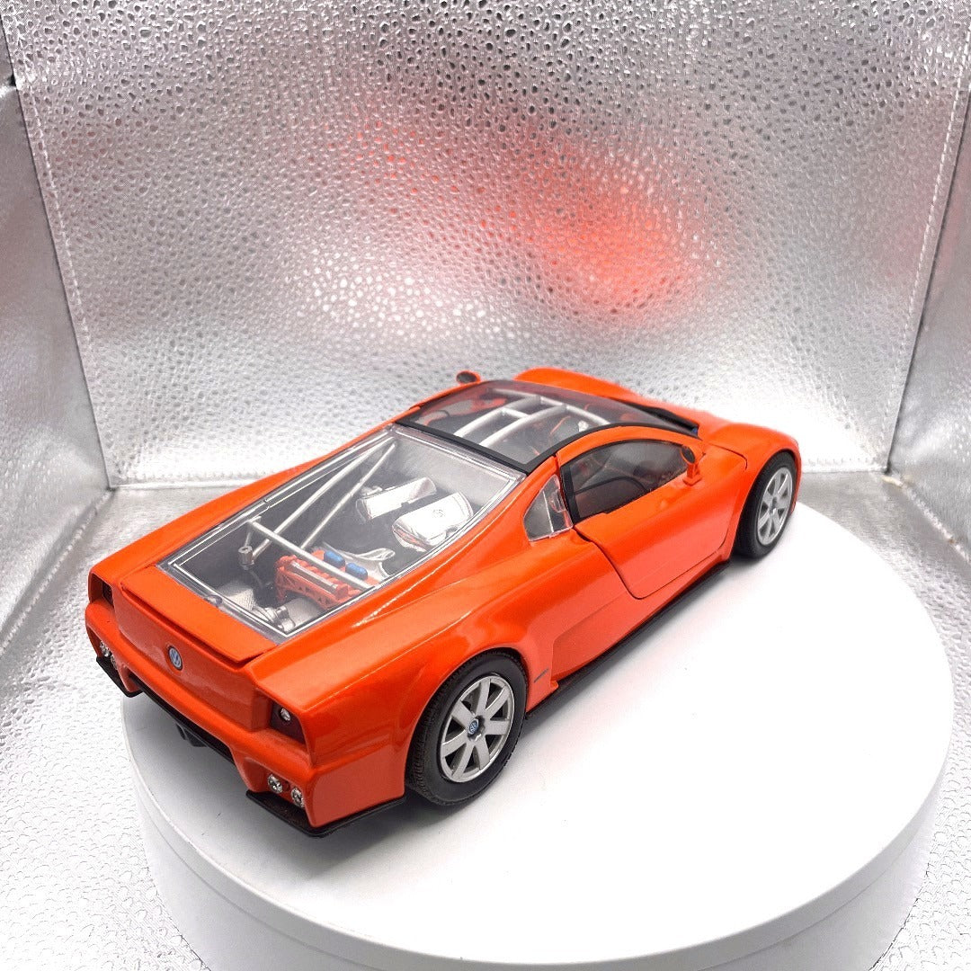 Motor Max Volkswagen Nardo W12 Show Car Orange Die Cast, Scale 1:18, No. 73141 trunk/passenger side view
