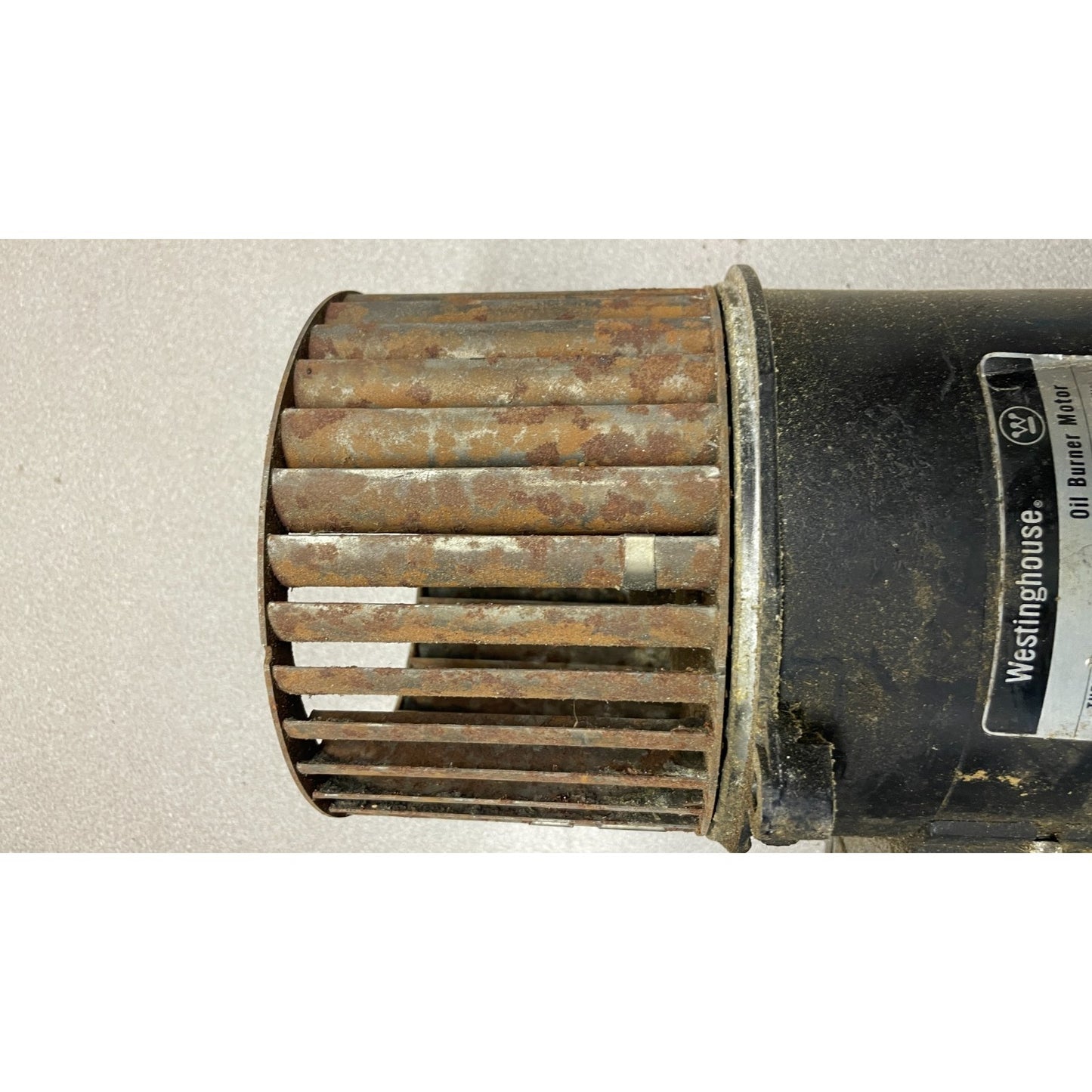 Westinghouse Oil Burner Motor 108P141H01A closeup of fan showing some rust