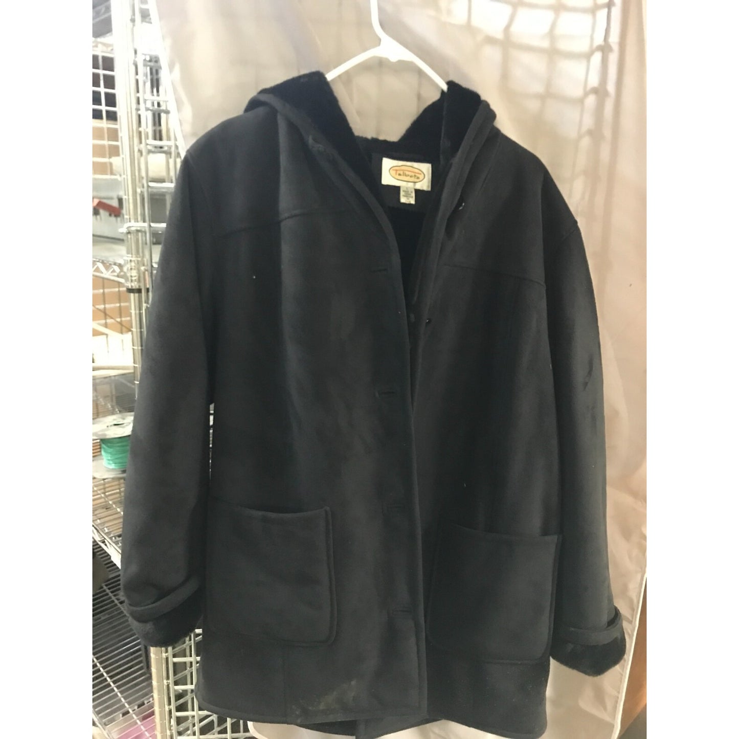 Talbots Faux Suede Hooded Coat with soft inner lining front view
