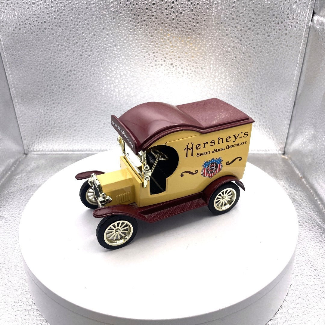 Gearbox Toy Replica 1912 Delivery Car Ford Model T Coin Bank, Hershey's Sweet Milk Chocolate
 front end/drivers side view