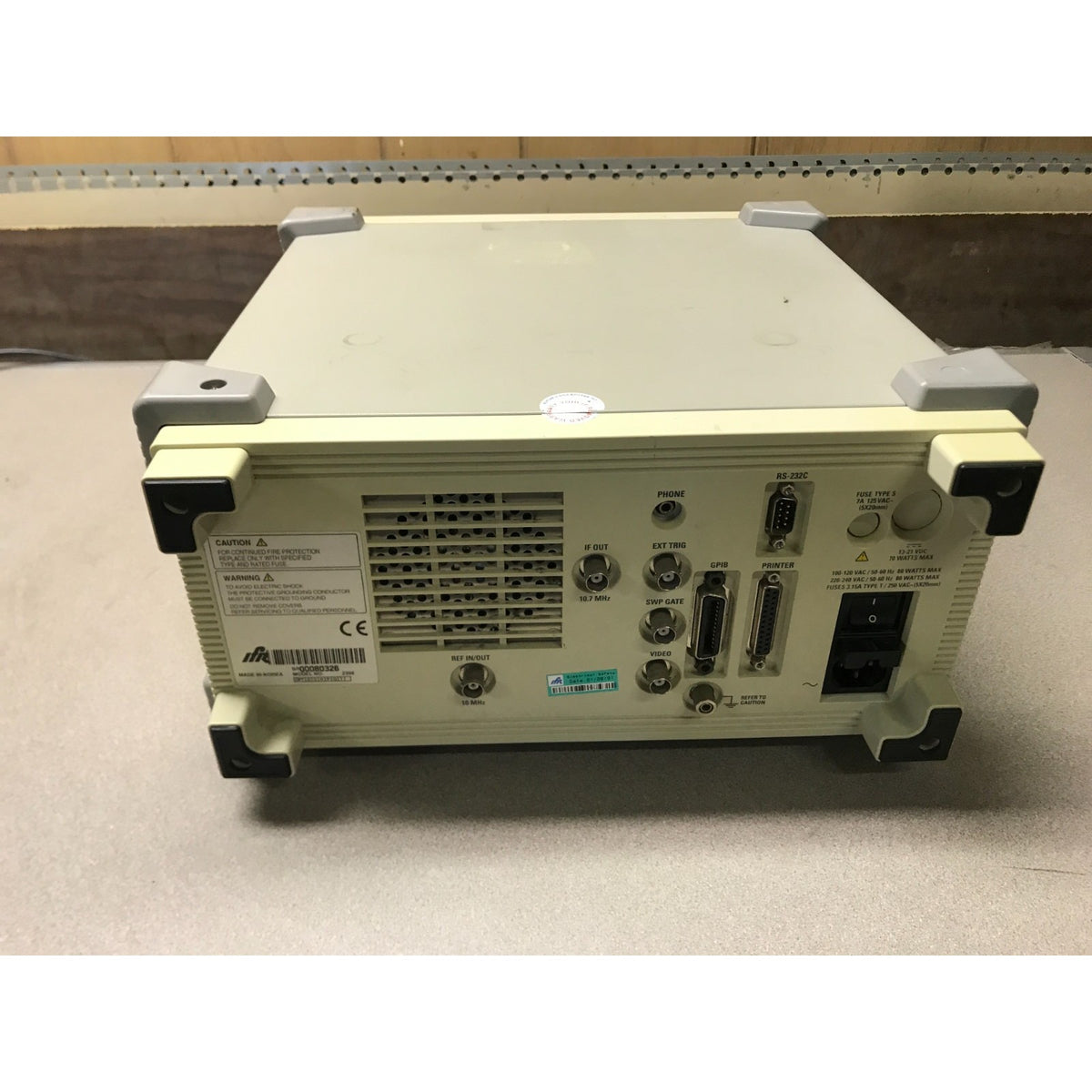 IFR 2398 9 kHz-2.7 GHz, +26 to -105 dBm, Spectrum Analyzer back panel view