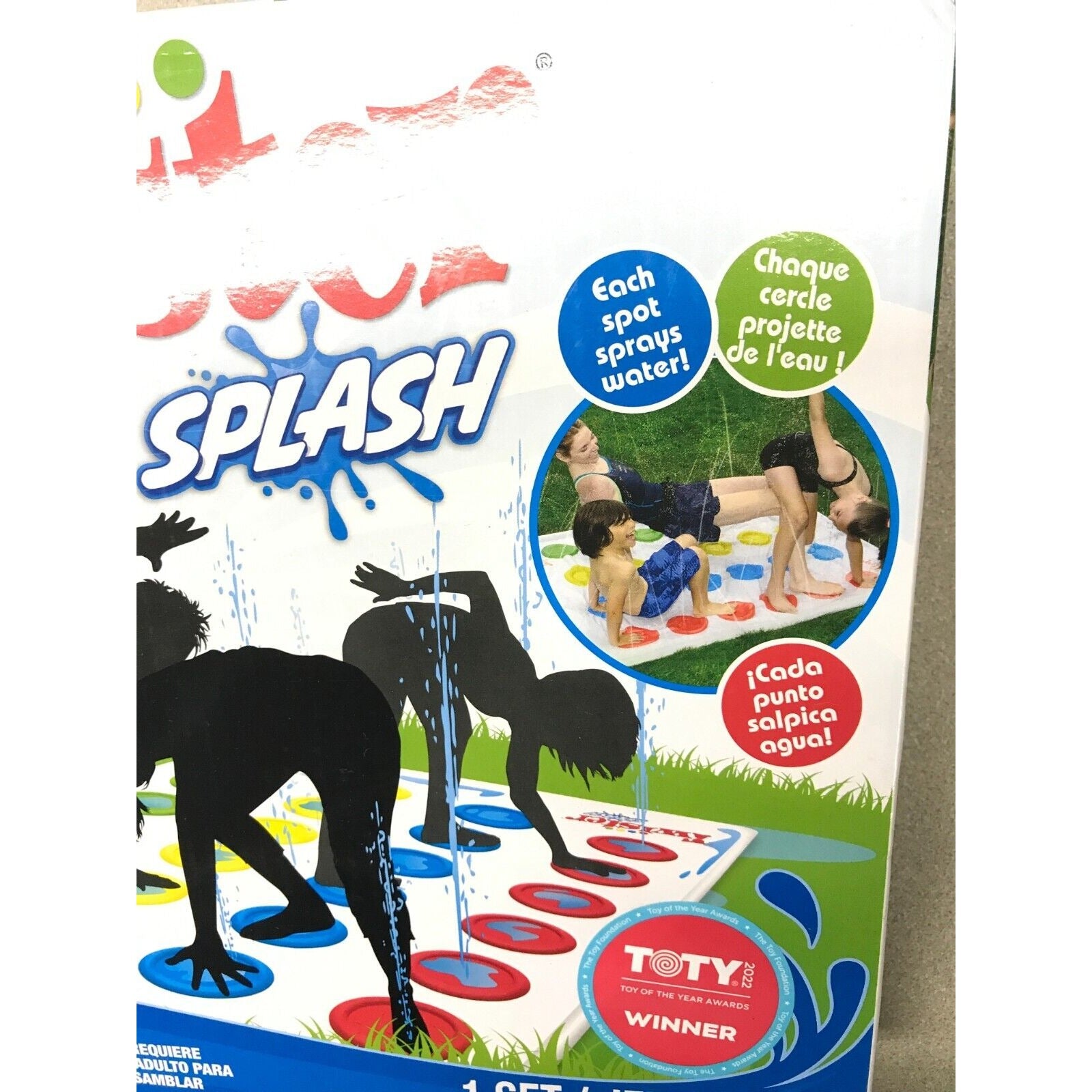 Twister Splash Sprinkler Game - Spanish descriptions