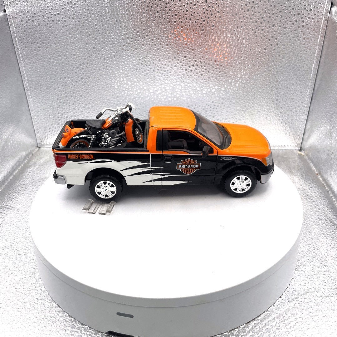 Maisto 2010 Ford F-150 STX Harley Davidson Die Cast with Motorcycle, Scale: 1/27, No. 01618 passenger side view