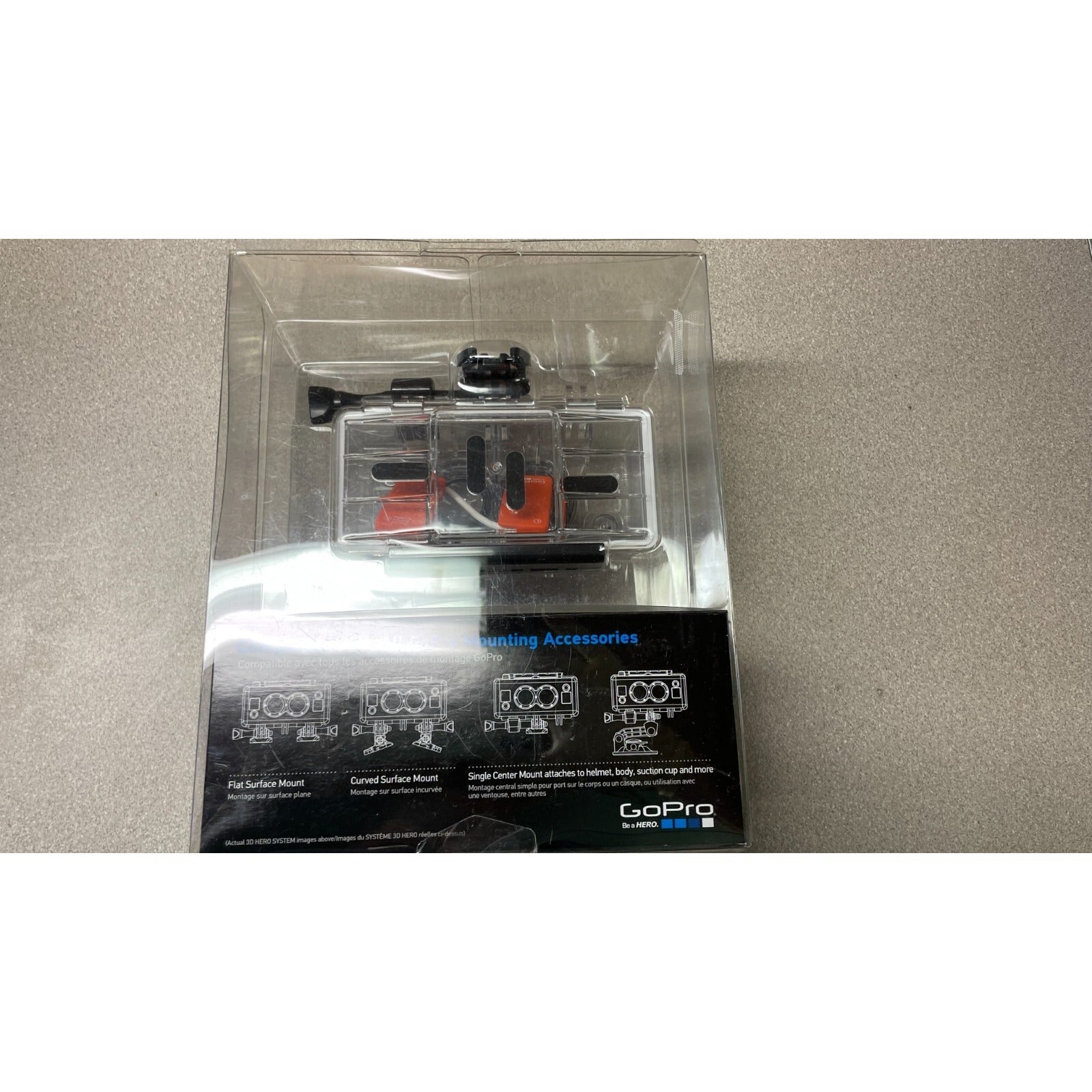 Dual GoPro Camera Case All Surface Mount back of package displaying item and item details