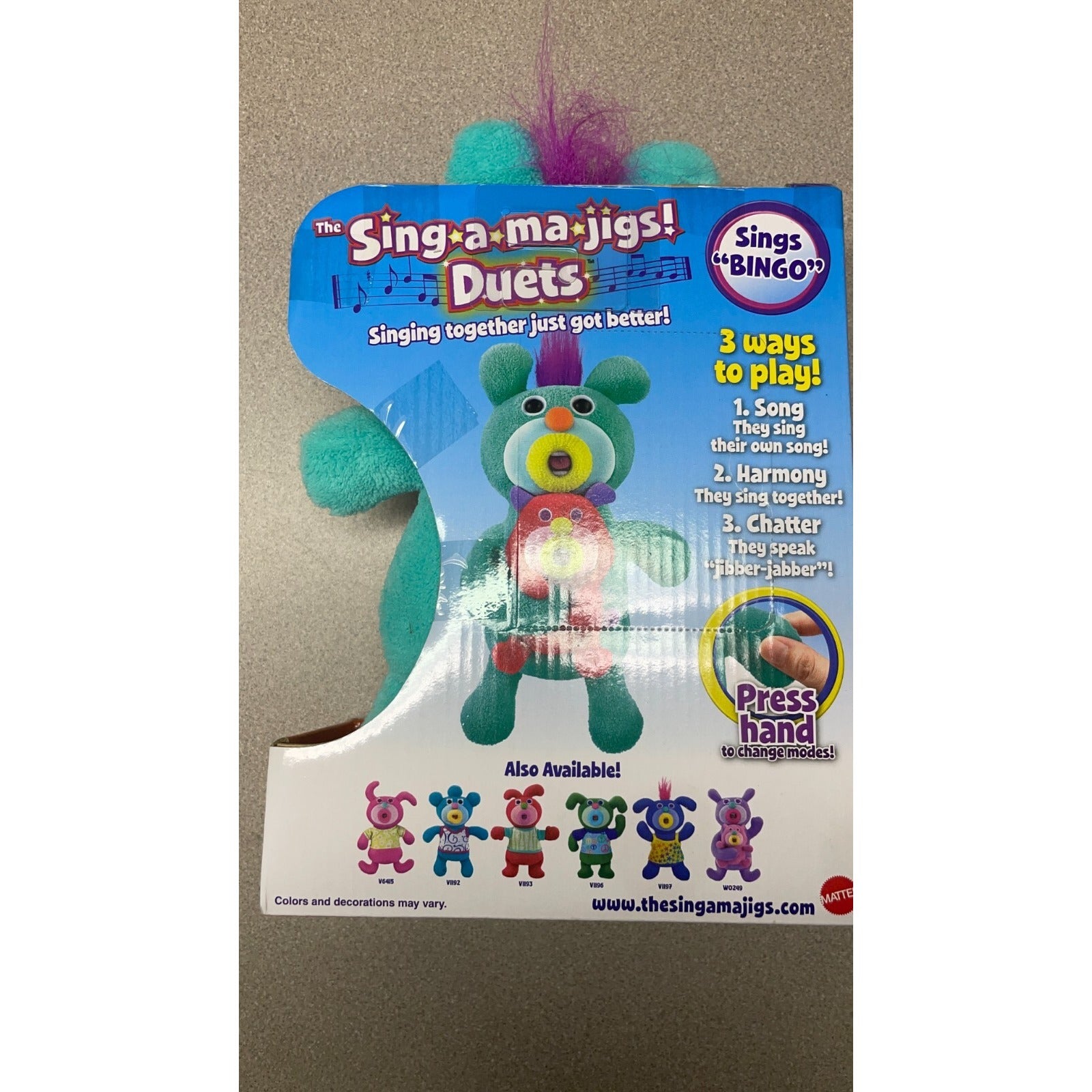 Mattel W0248 The Sing-a-ma-jings! Duets back of package item details