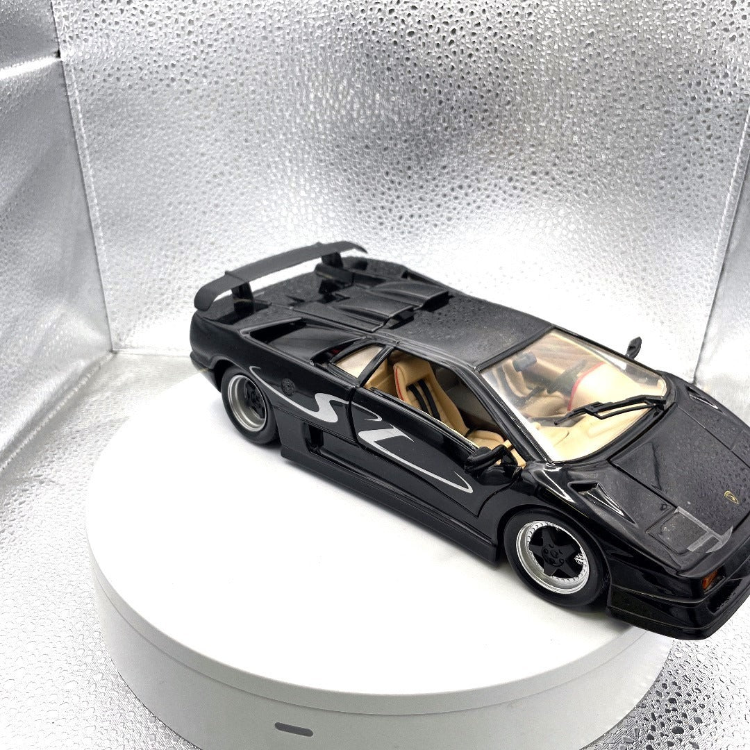 Maisto Lamborghini Diablo SV Black Die Cast, Scale: 1/18, No. 11226 passenger side/front end view