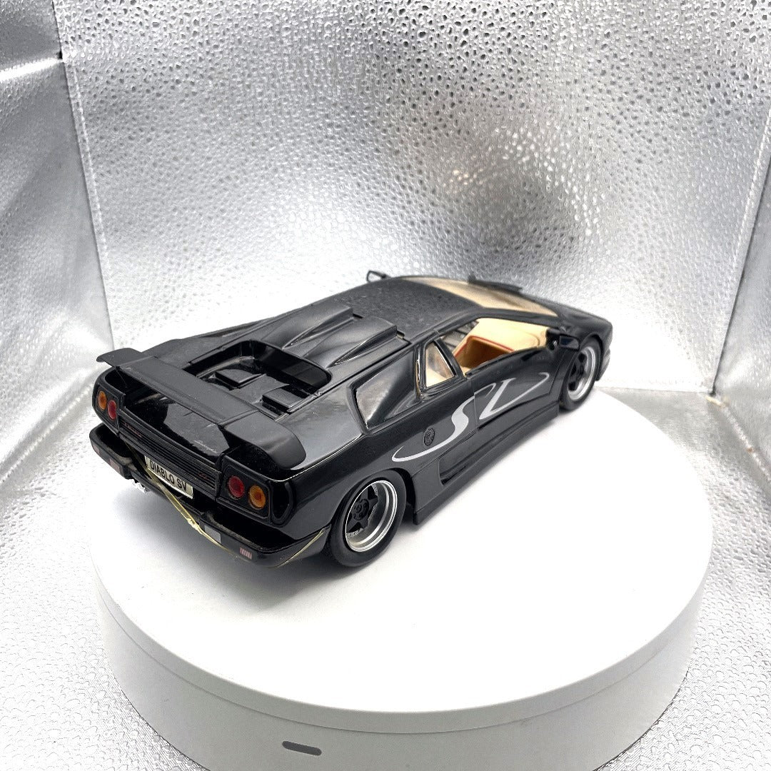 Maisto Lamborghini Diablo SV Black Die Cast, Scale: 1/18, No. 11226 back end/passenger side view