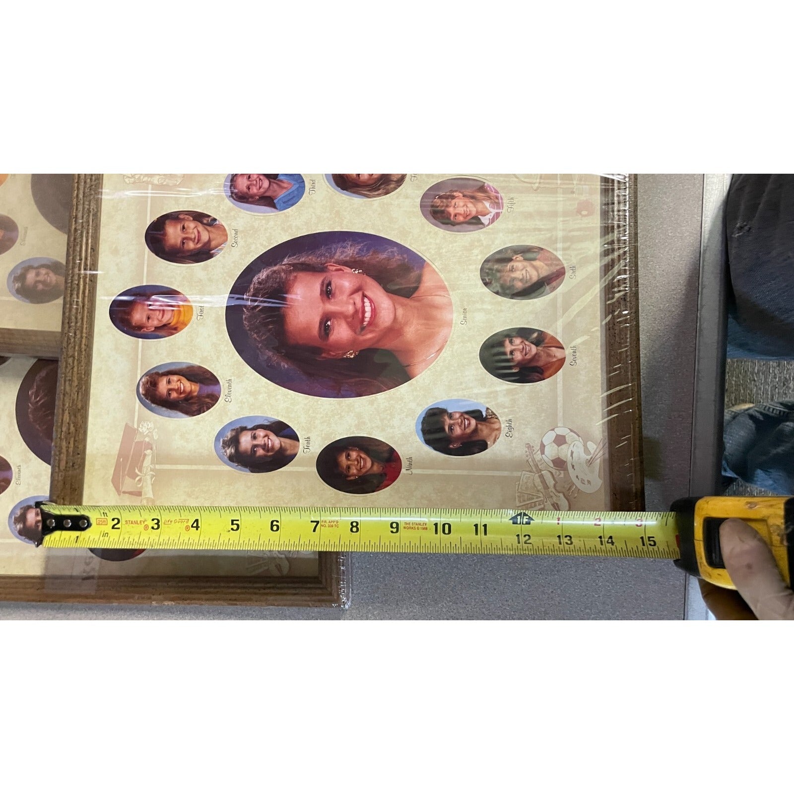 Child Each Grade Photo Frame - Lot of 3 frame with measuring tape indicating 15 inches long/tall