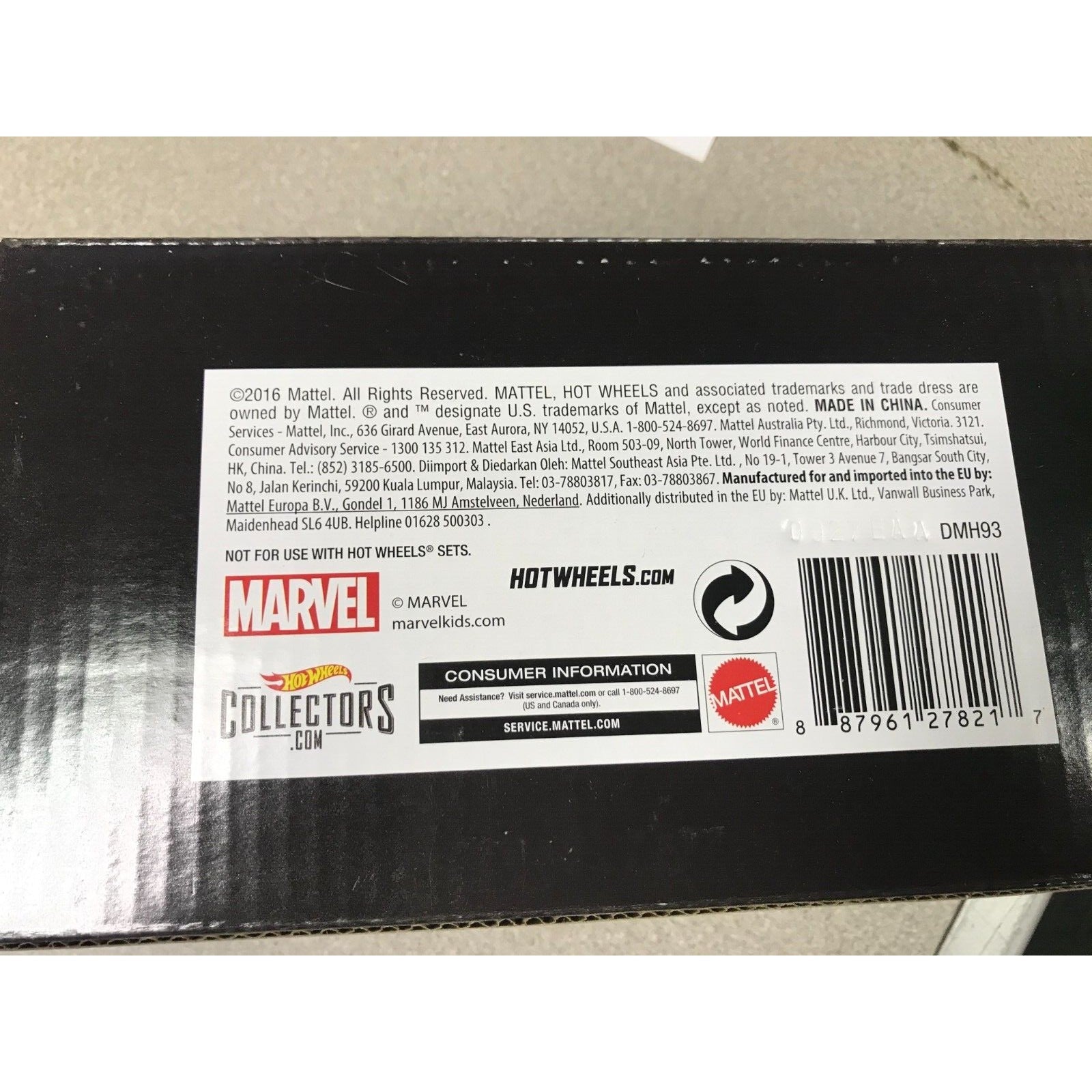 Marvel Iron Man & Hulkbuster Character Car back of box item details Marvel logo UPC