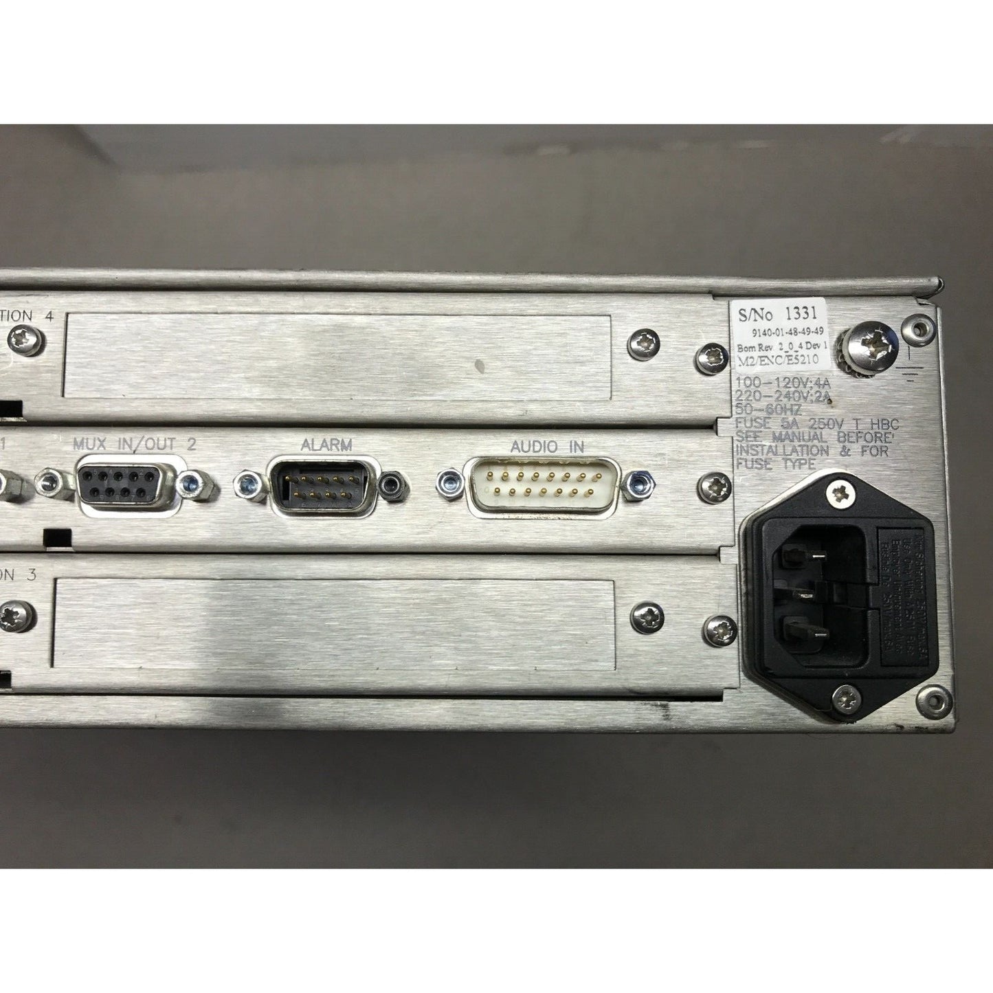 NDS E5210 Encoder fight side of back panel connections and power