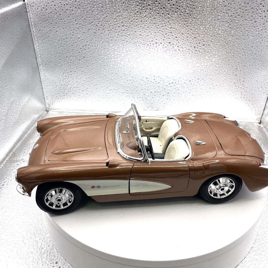 Maisto 1957 Corvette Brown Metallic Die Cast, Scale: 1/18 11320 driver's side view