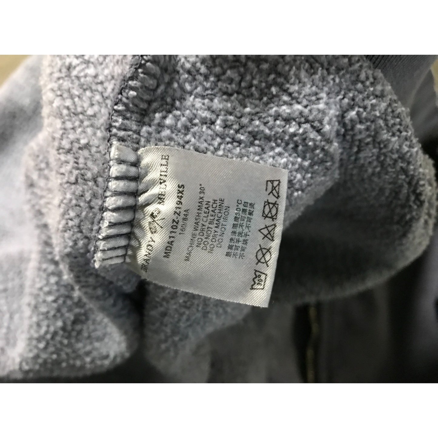 Brandy Melville Zip-up Hoodie Dark Blue/Grey Women's One Size inside tag with washing instructions