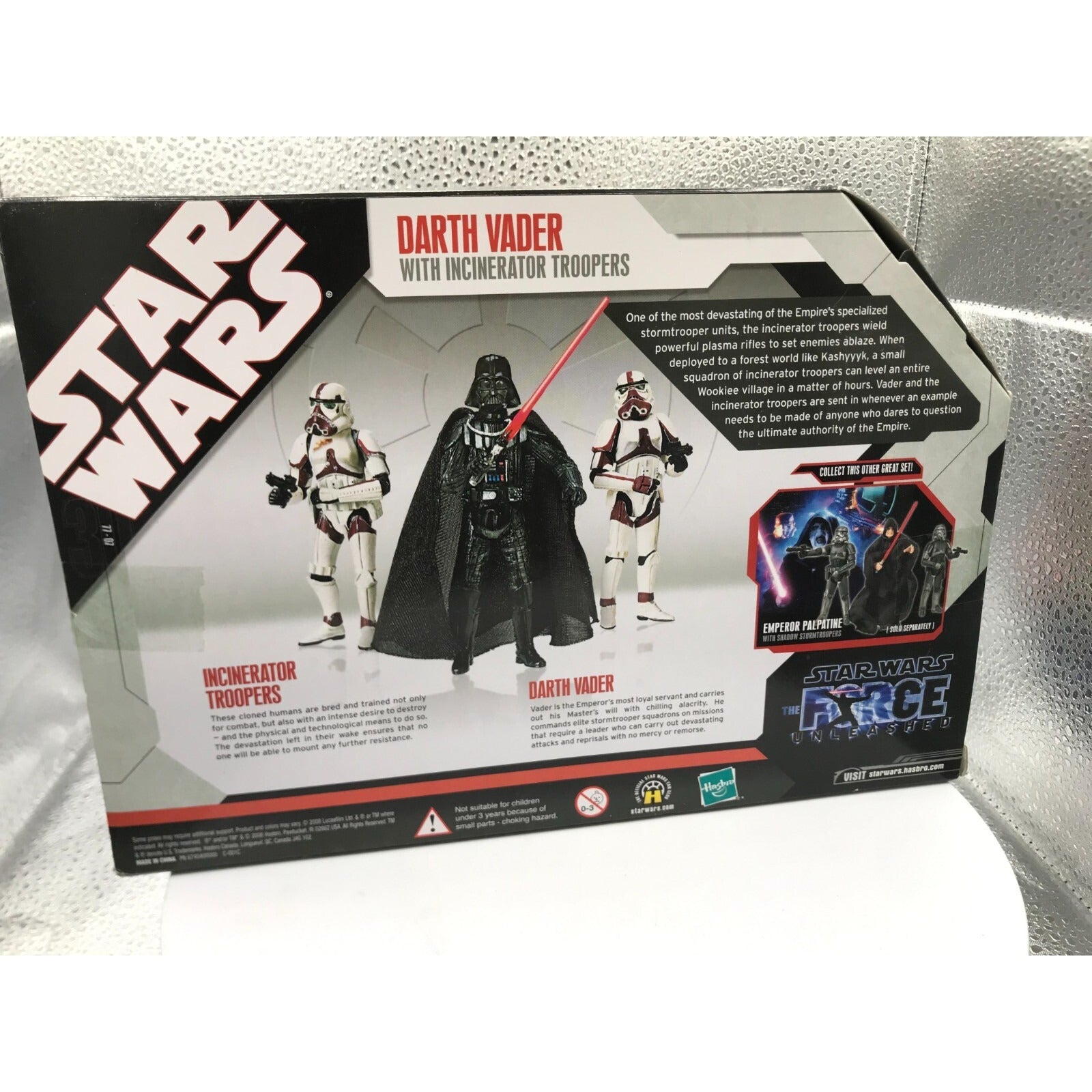 Hasbro Star Wars Darth Vader with Incinerator Troopers Action Figures back of package item details