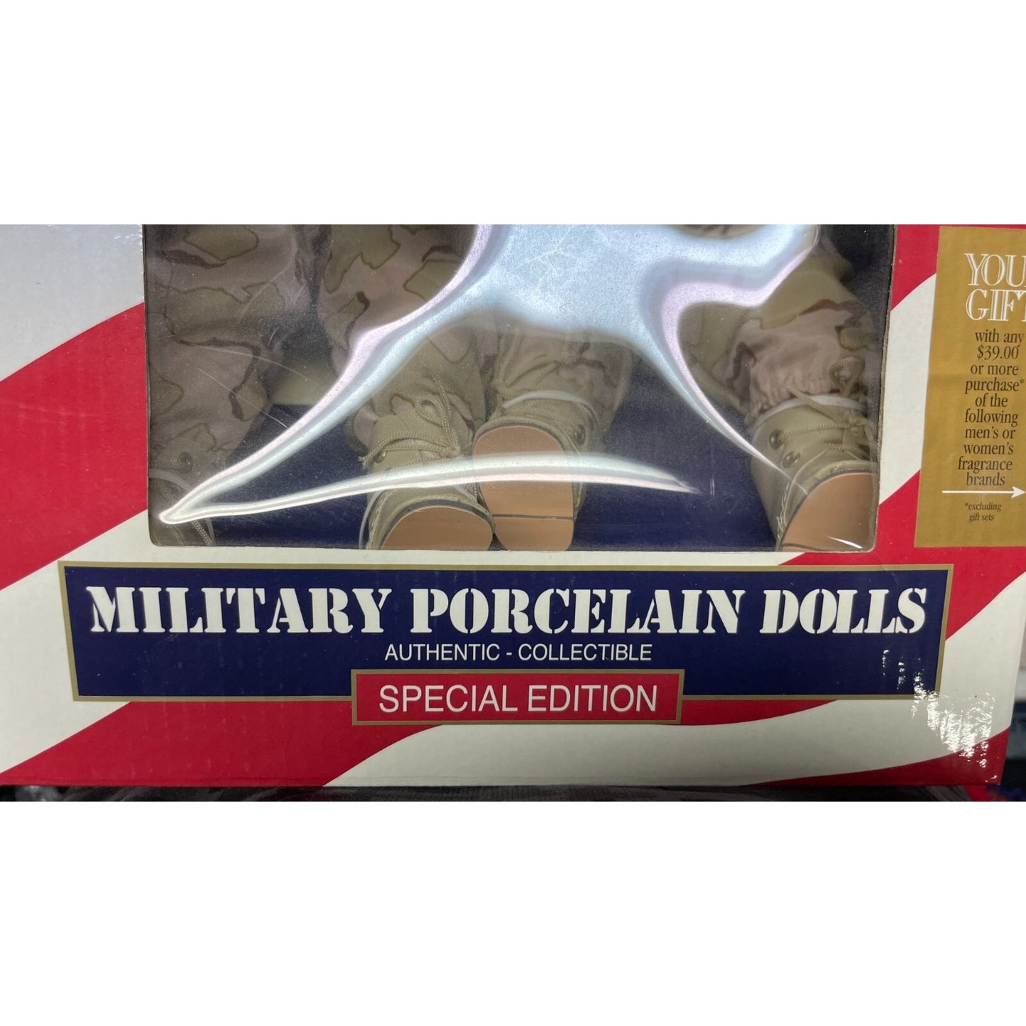 Jane &amp; Joe Military Porcelain Dolls 14" Special Edition label close up