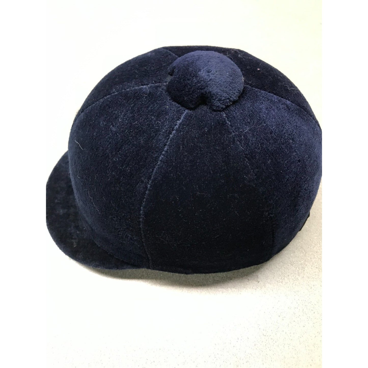 Navy blue velvet equestrian helmet size 6 7/8ths top/back side view