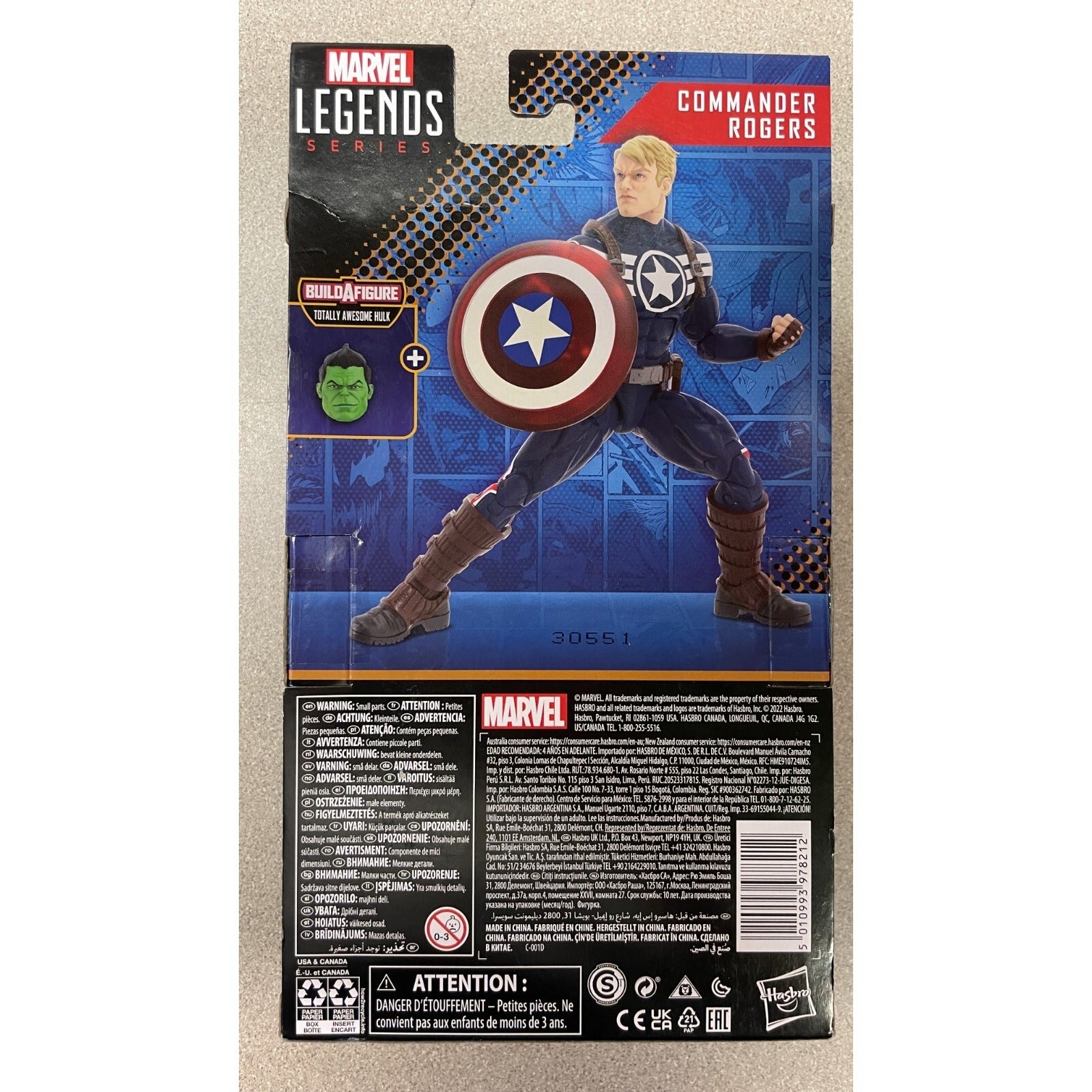 Marvel Commander Rogers Captain America Action Figure (Missing Piece) back of package item details