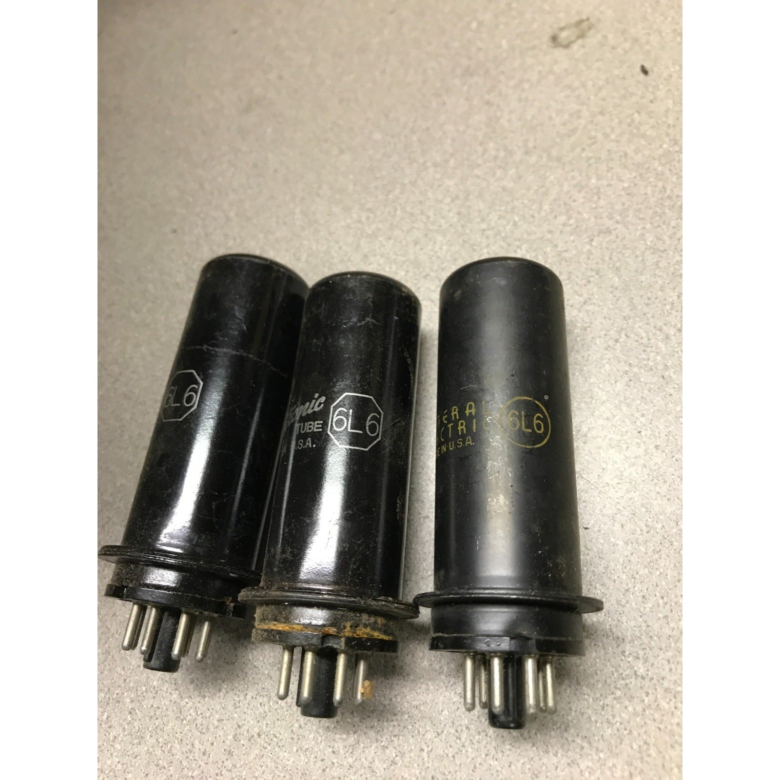  6L6 Vacuum Tubes General Electric  top view lot of 3