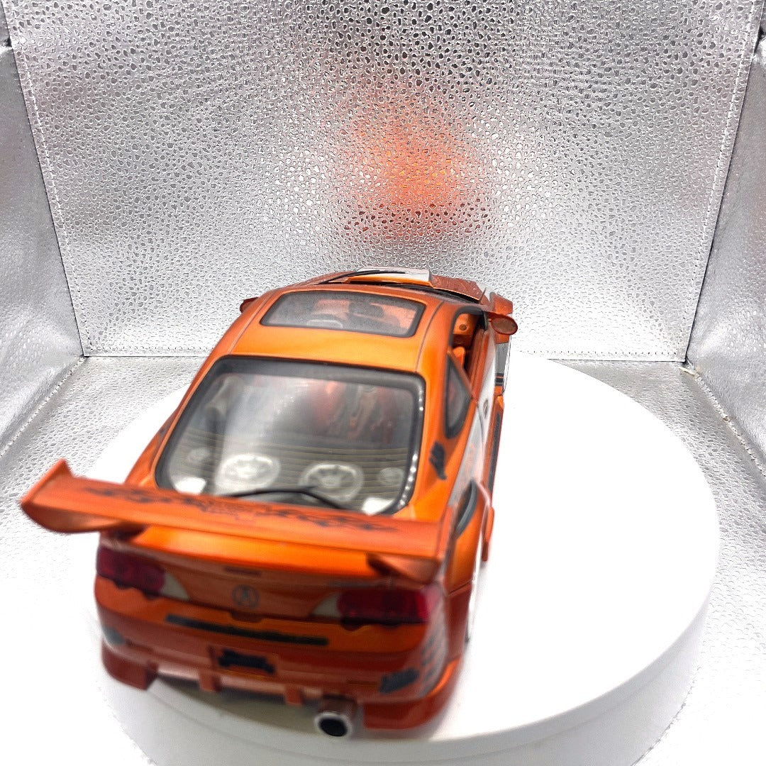 Muscle Machines 2002 Acura RSX Orange Die Cast, 1:18 Scale back end view