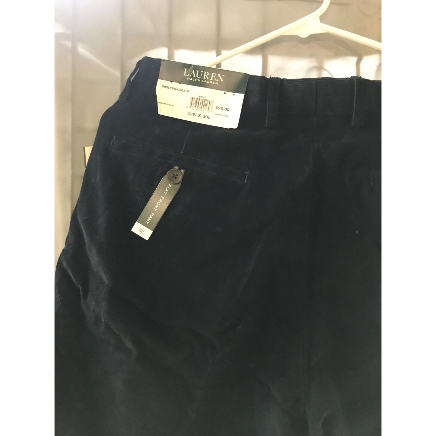 Ralph Lauren Flat Front Corduroy Pants 33x30 Men's Navy - New