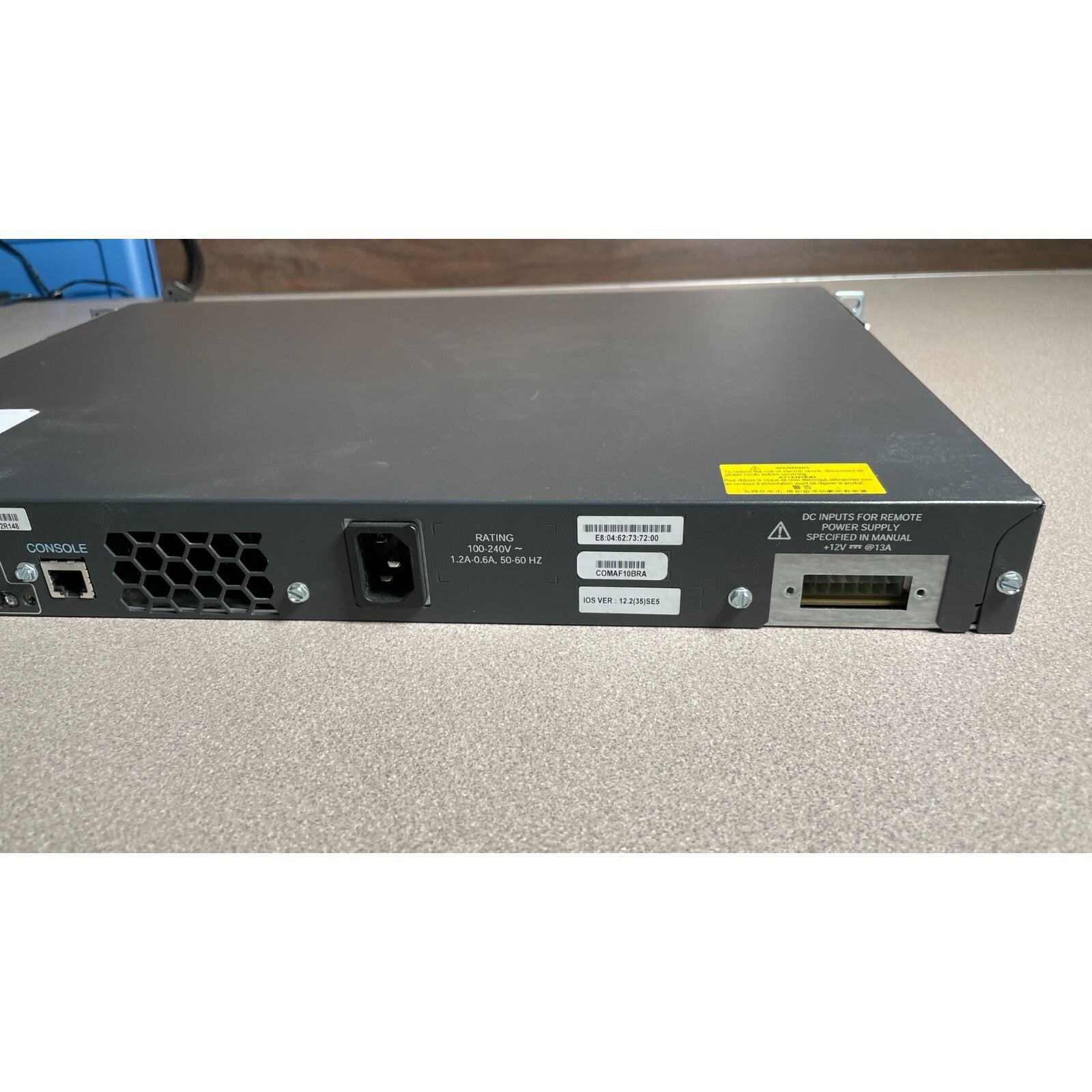 Cisco Systems Catalyst 3750 Series PoE-24 back view of switch