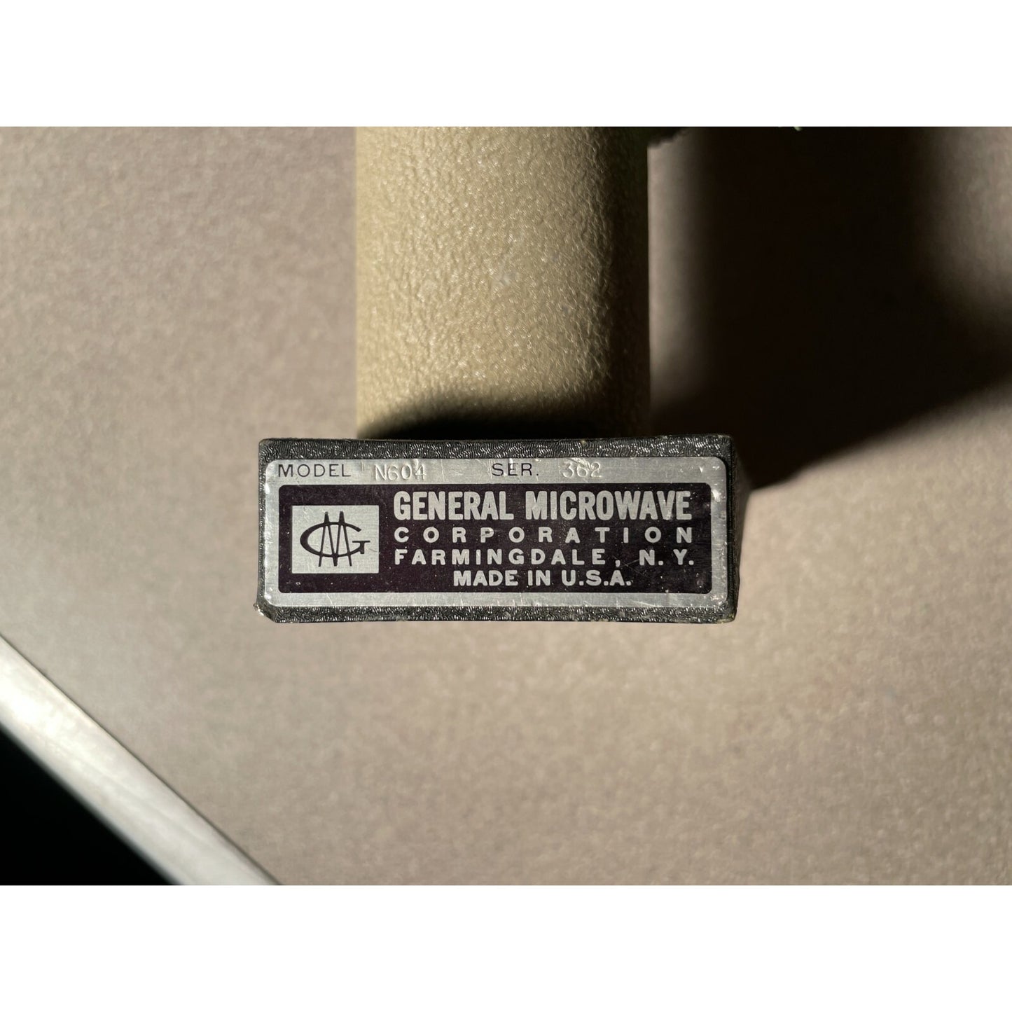 General Microwave N608 Coax Coaxial Frequency Meter product label closeup