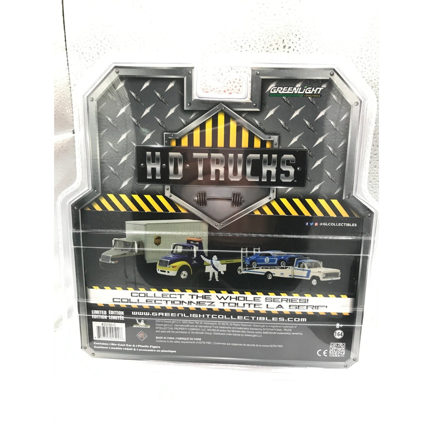 Greenlight HD Trucks Chase Michelin Flatbed &amp; Michelin Man Figure back of package item details