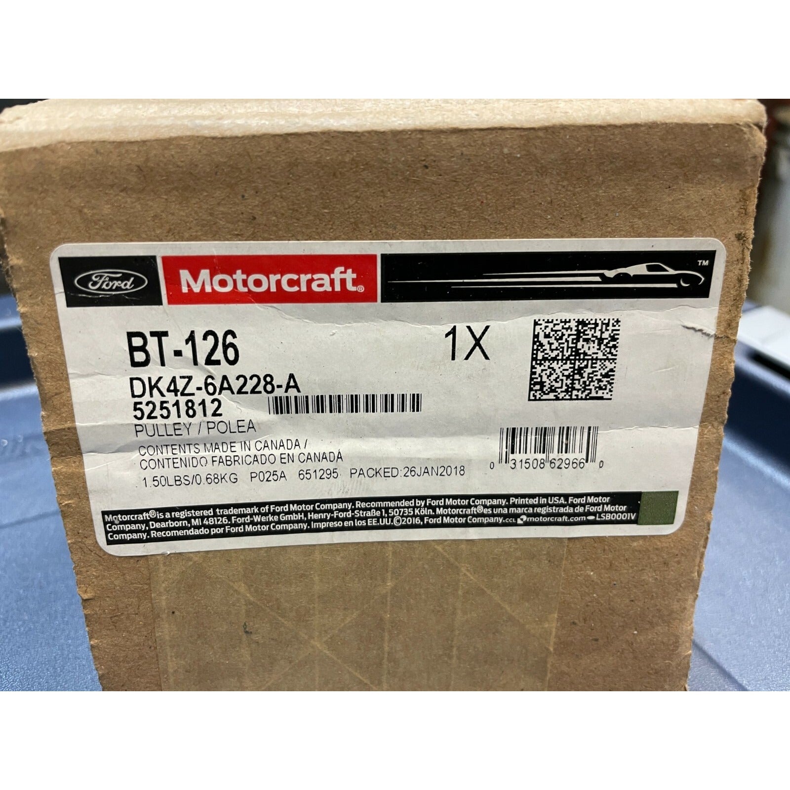 Ford Transit 1500 2500 3500 Motorcraft BT-126, DR4Z-6A228-A box with product information