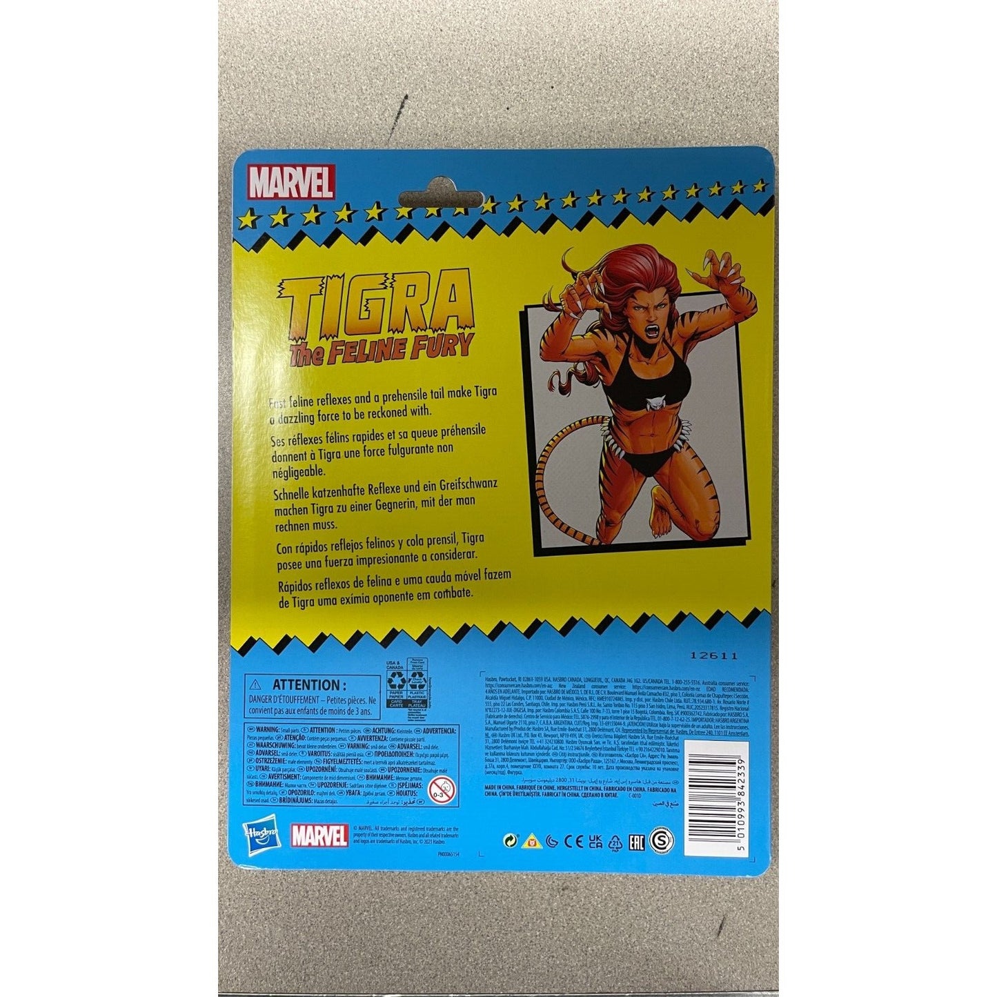Marvel Tigra Action Figure back of package item details