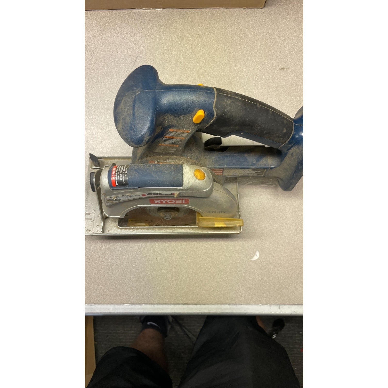 RYOBI 18 volt Cordless Circular Saw top and side view of saw