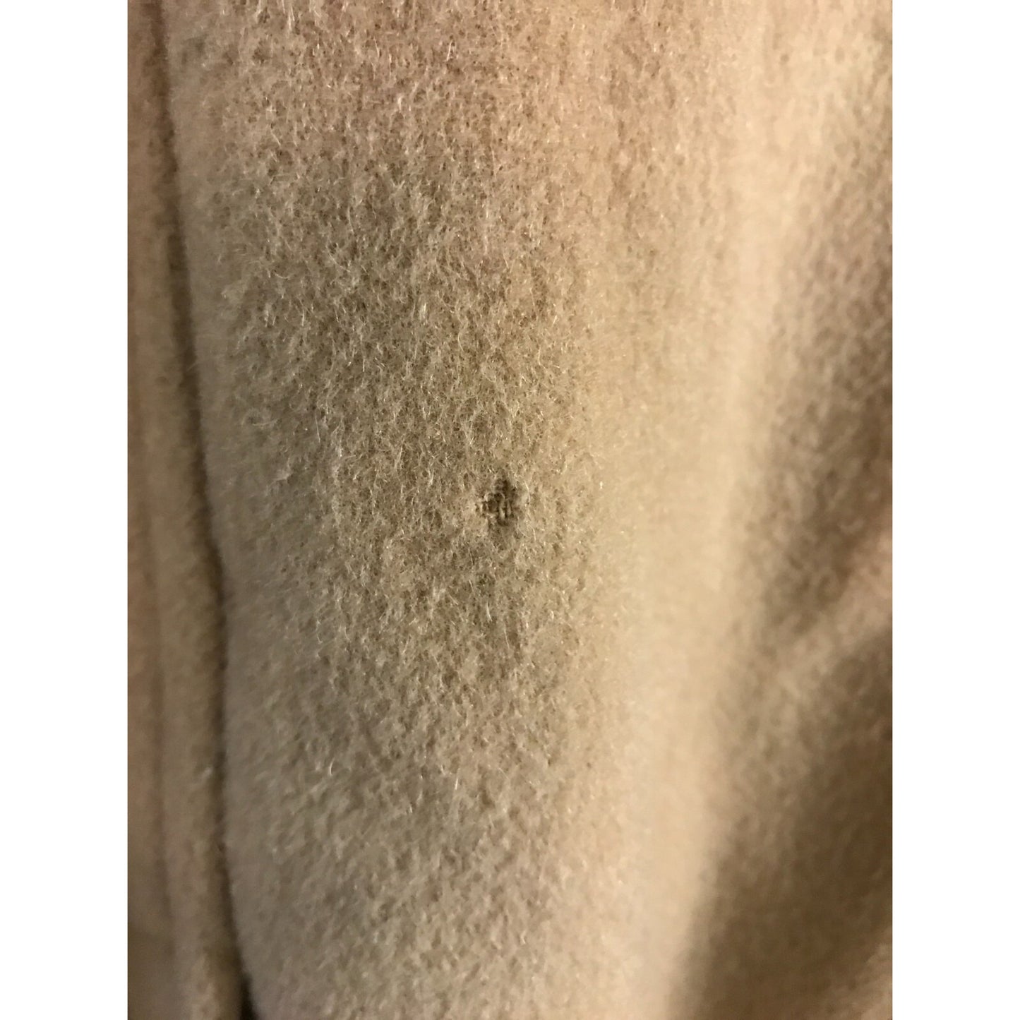 Oscar De La Renta Women's Double Breasted Wool Camel Coat, Size M small imperfection closeup