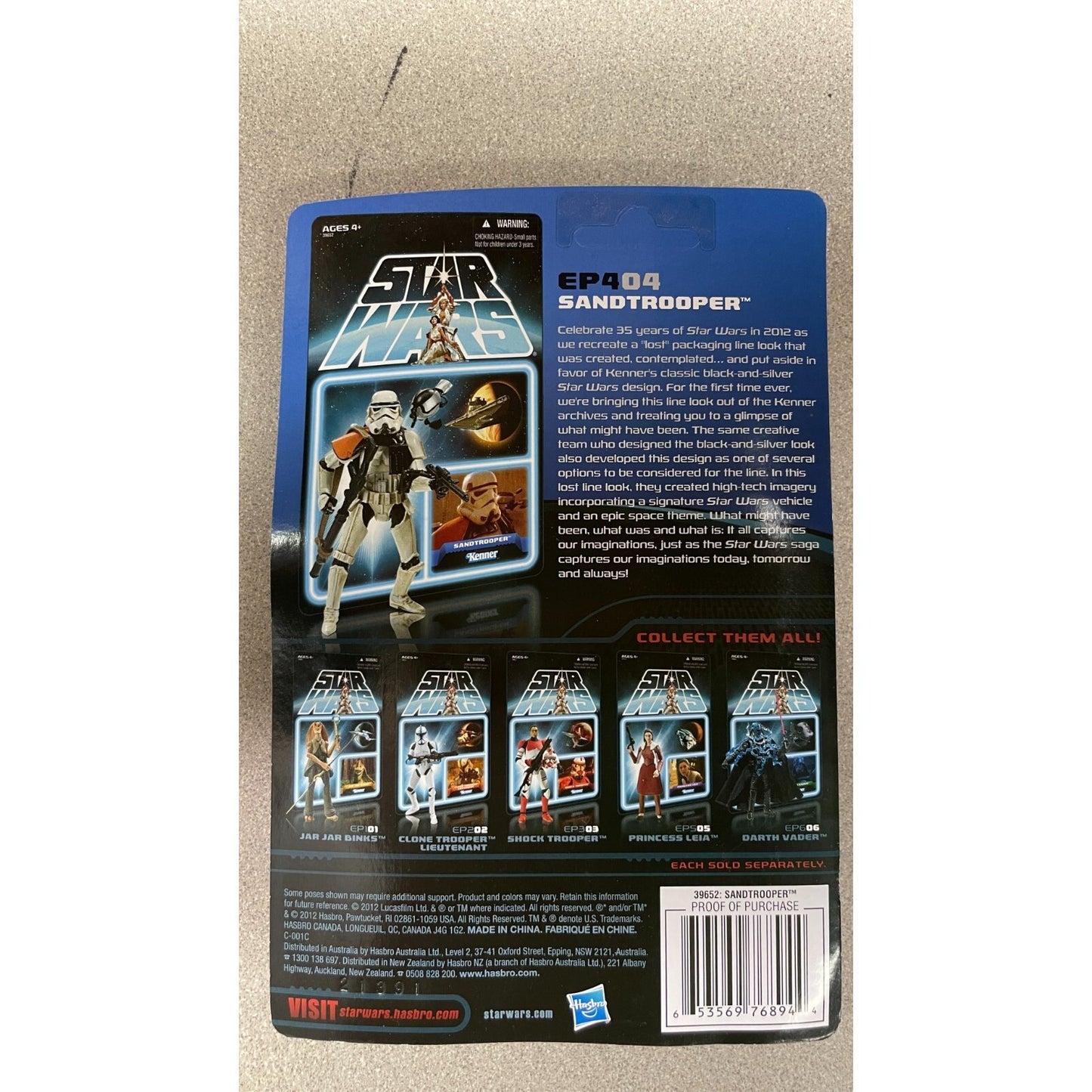 Star Wars Sandtrooper Figure back of package item detail