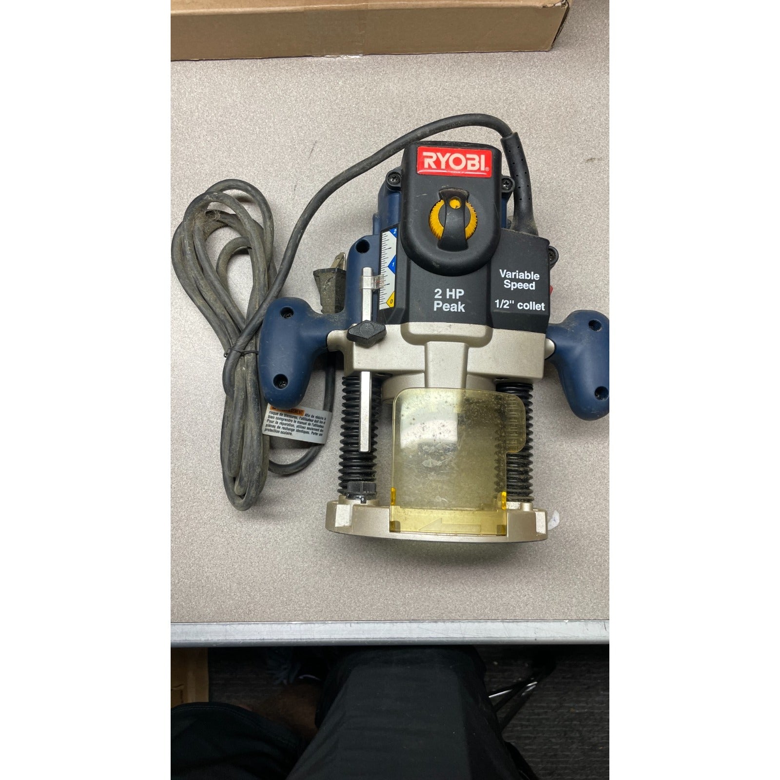 Ryobi Corded Electric 2 HP Variable Speed Plunge Router front view of router